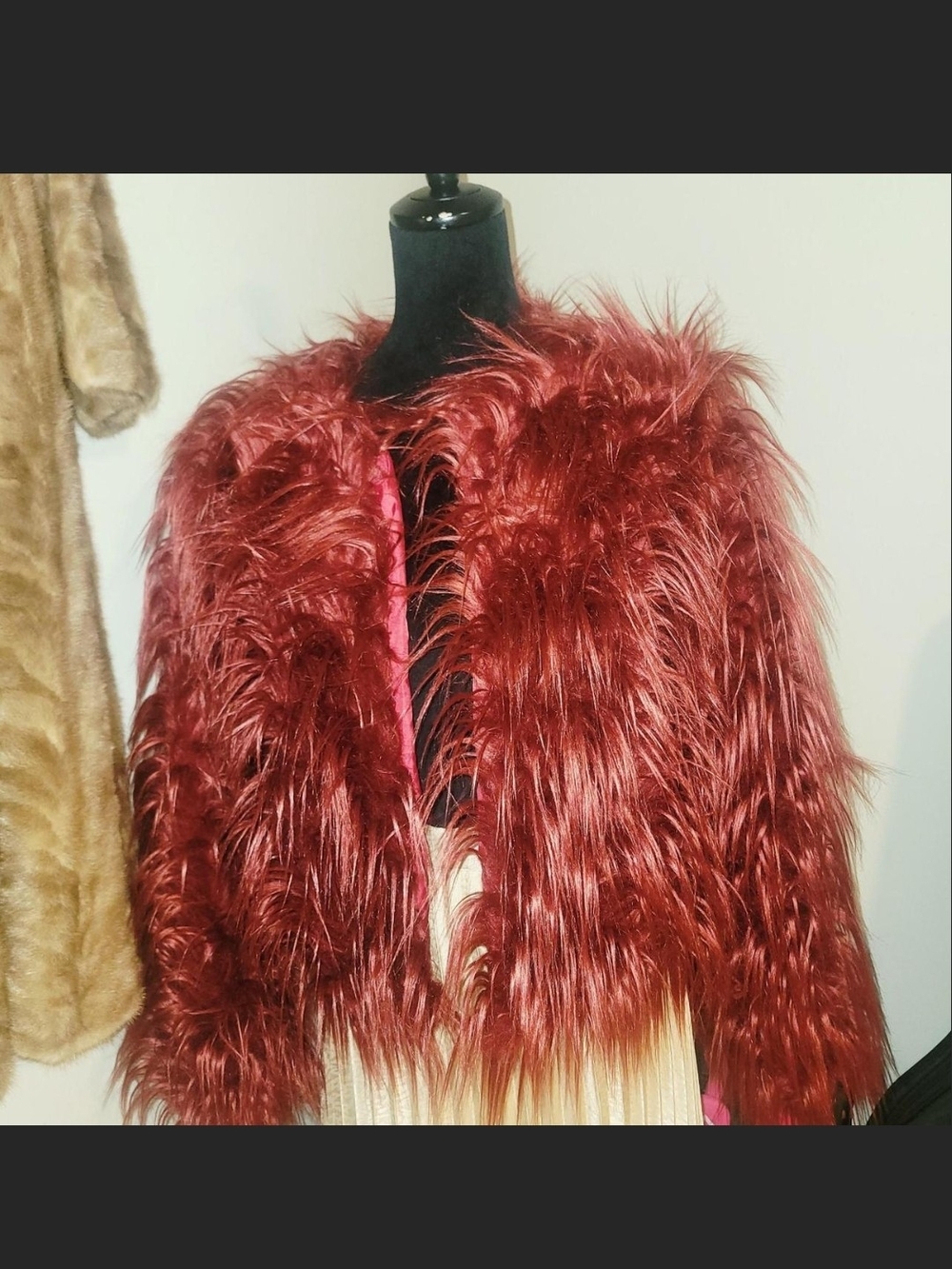 & Other Stories Red Faux Fur Teddy Jacket